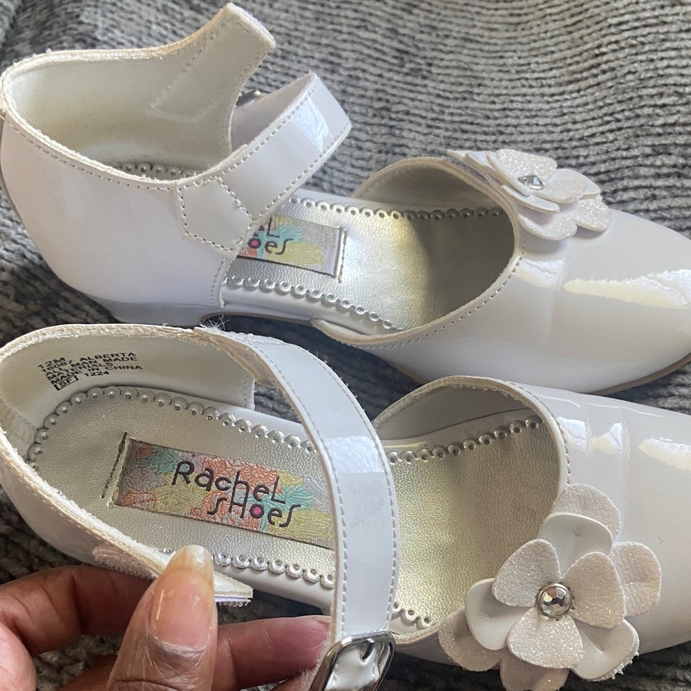Rachel Shoes Glossy White Kids Dress Shoes